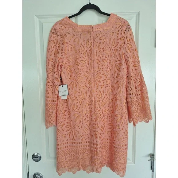 Laundry by Shelli Segal peach lace dress size 12 - Picture 4 of 7